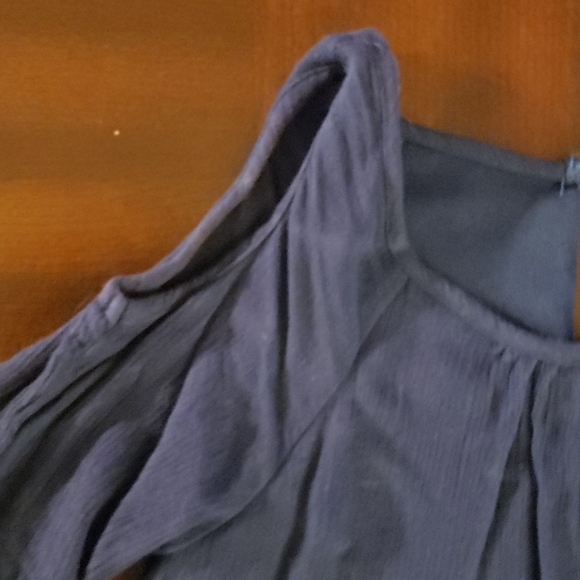 Monteau Open Shoulder Dress Navy Girls Size 7 - Picture 2 of 4